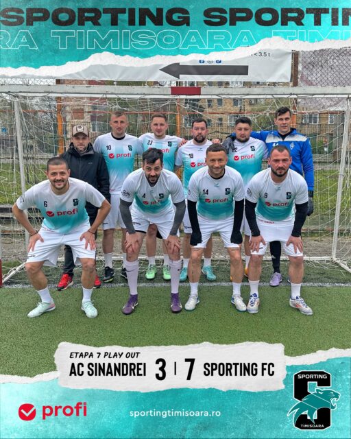 ✅ Victorie clară în etapa de astăzi, împotriva echipei AC Sînandrei. Am reușit să ne impunem cu 7-3, însă nu a fost un meci ușor. 
🥶 Deși am avut "norocul" să jucăm prima partidă din zi, destul de afectați de trecerea la ora de vară, vremea a părut mai degrabă de noiembrie decât de final de martie...

#sportingtimisoara #minifotbal #timisoara