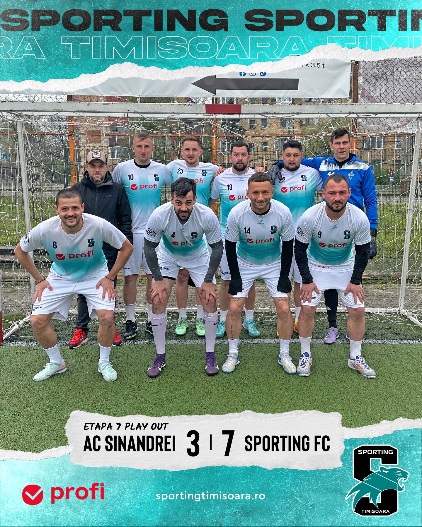 ✅ Victorie clară în etapa de astăzi, împotriva echipei AC Sînandrei. Am reușit să ne impunem cu 7-3, însă nu a fost un meci ușor. 
🥶 Deși am avut "norocul" să jucăm prima partidă din zi, destul de afectați de trecerea la ora de vară, vremea a părut mai degrabă de noiembrie decât de final de martie...

#sportingtimisoara #minifotbal #timisoara